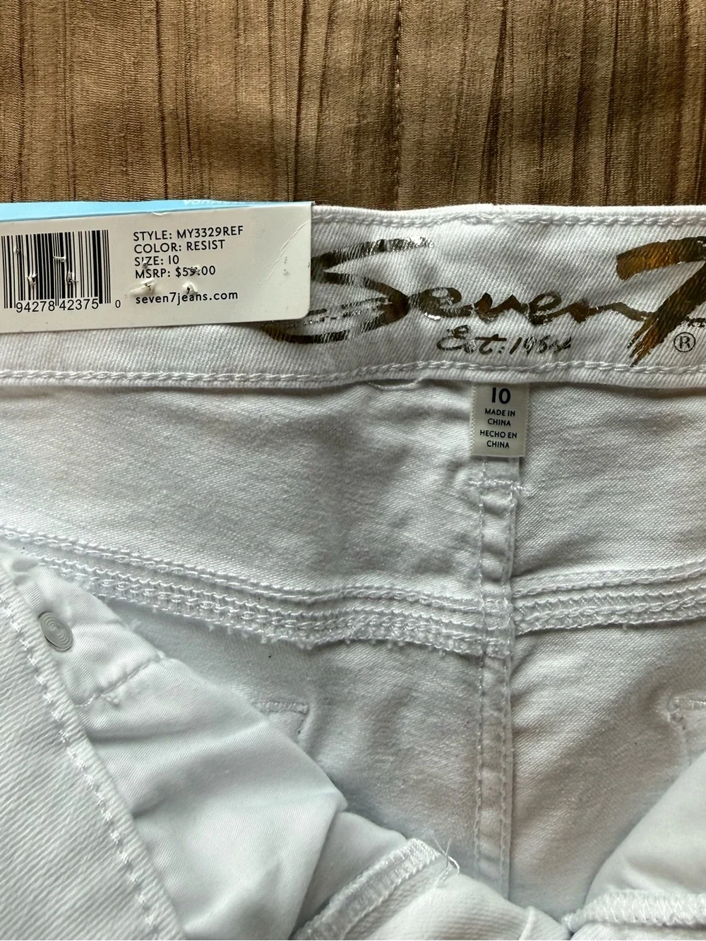 Seven7 Sunset Bermuda Shorts White Denim Frayed Hem 9